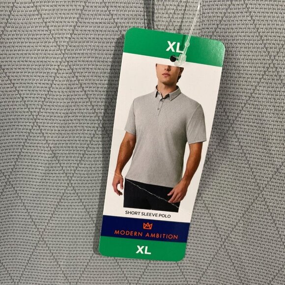 NEW Modern Ambition Mens XL Gray Short Sleeve Polo Shirt Organic Cotton - Picture 7 of 8